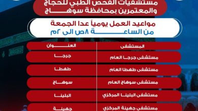 اعرف مكاتب التطعميات ومستشفيات الفحص للحجاج والمعتمرين بسوهاج.. انفوجراف