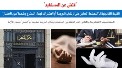 القيمة القانونية للمصلحة كدليل على ارتكاب الجريمة أو الاشتراك فيها.. برلمانى