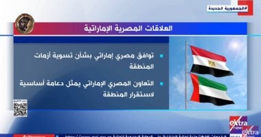 "اكسترا نيوز" تعرض تقريرا عن عمق العلاقات المصرية الإماراتية