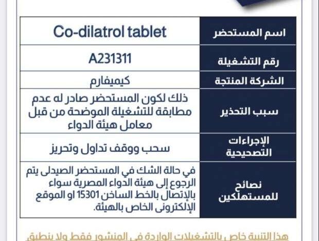 هيئة الدواء تسحب مستحضر لعلاج ضغط الدم من الصيدليات.. التفاصيل